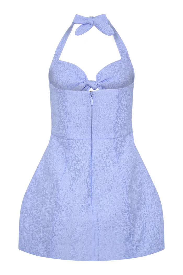 Ella Bow Detail Halter Mini Dress - Periwinkle Blue