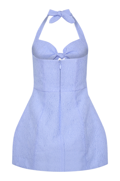Ella Bow Detail Halter Mini Dress - Periwinkle Blue