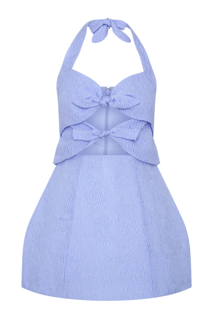 Ella Bow Detail Halter Mini Dress - Periwinkle Blue