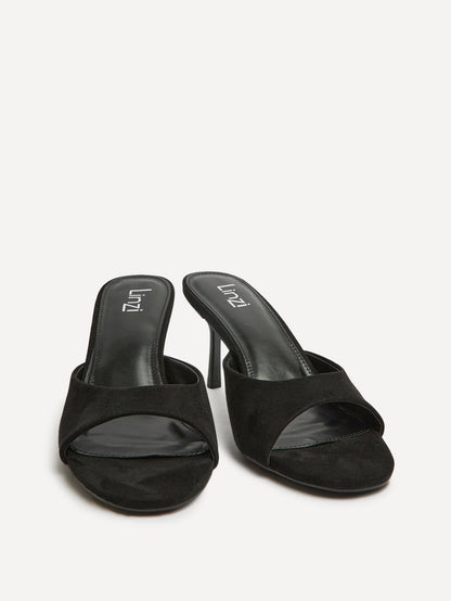 Erin Black Faux Suede Mule Heels