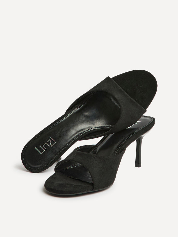 Erin Black Faux Suede Mule Heels