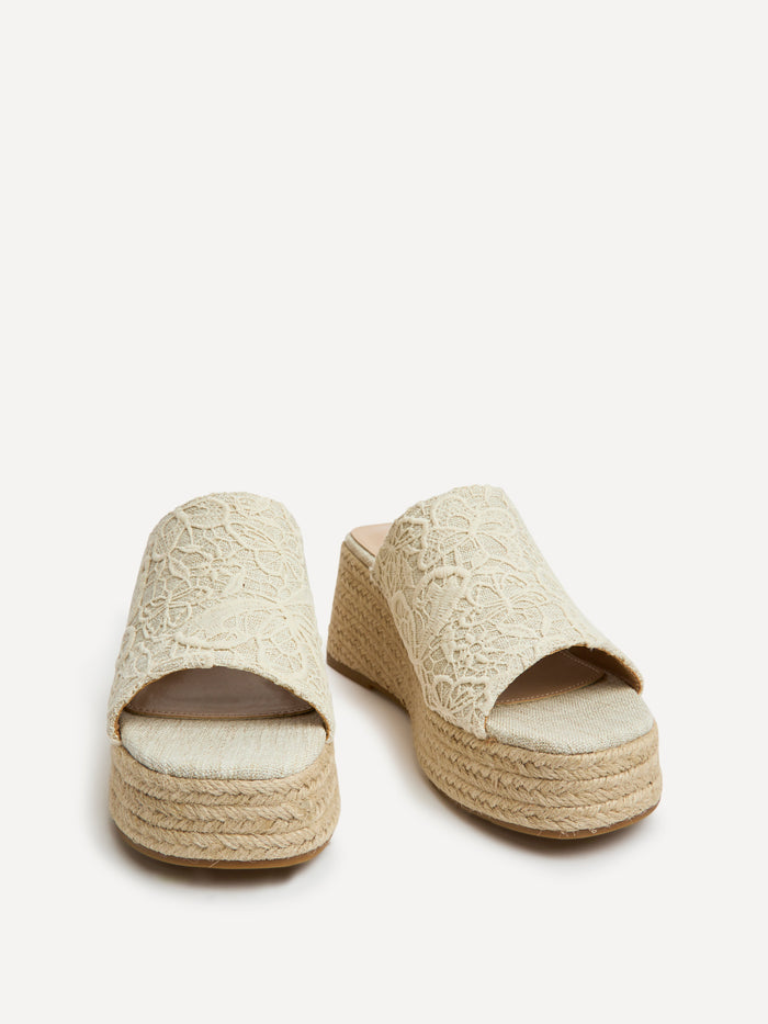 Espresso Ivory Espadrille Mule Wedges