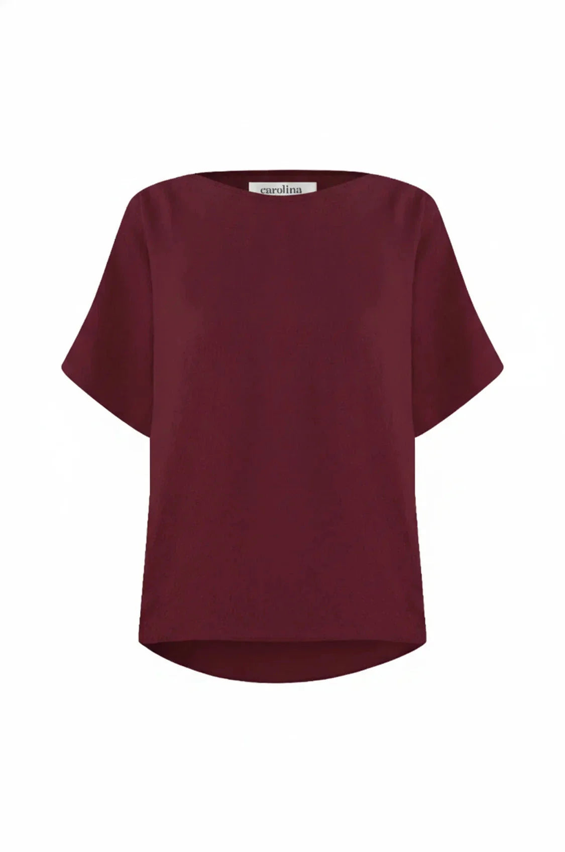 Gemma Short Sleeve Round Neck Top Burgundy
