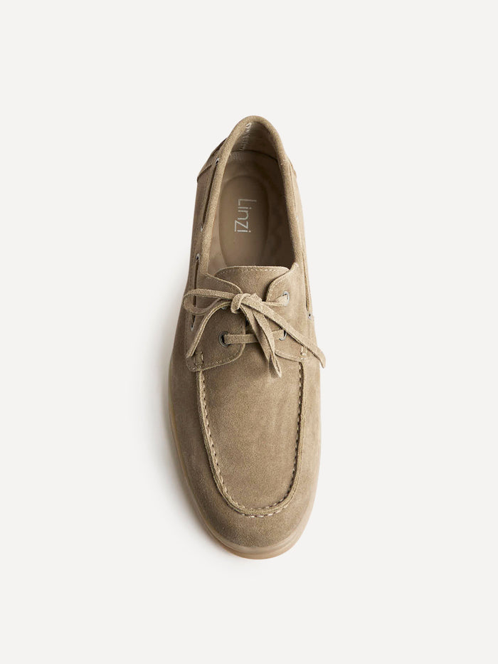 Gianni Mens Taupe Suede Leather Boat Shoes