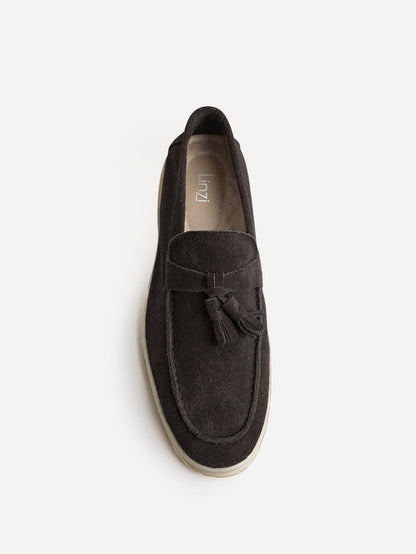 Giorgio Mens Brown Suede Leather Tassel Loafers