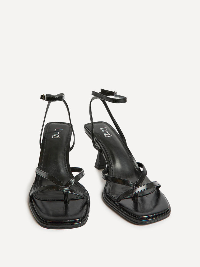 Glazed Black Heeled Sandals
