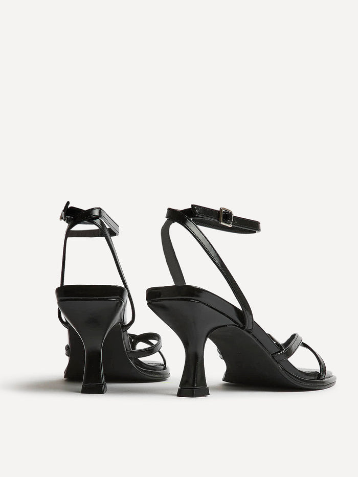 Glazed Black Heeled Sandals