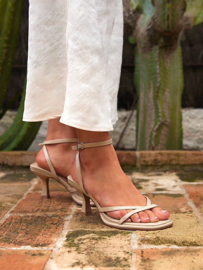 Glazed Nude Heeled Sandals