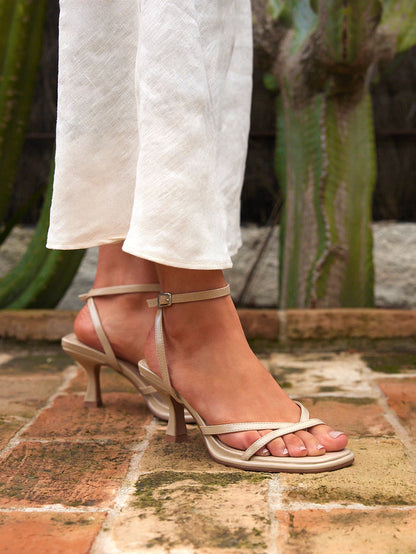 Glazed Nude Heeled Sandals