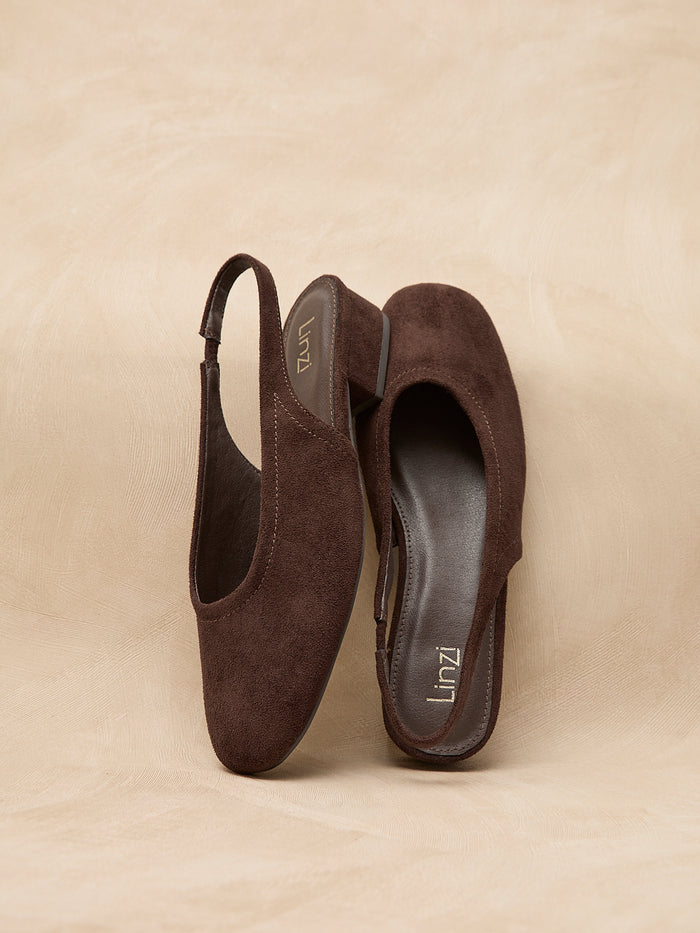 Glide Brown Faux Suede Mary Jane Heels