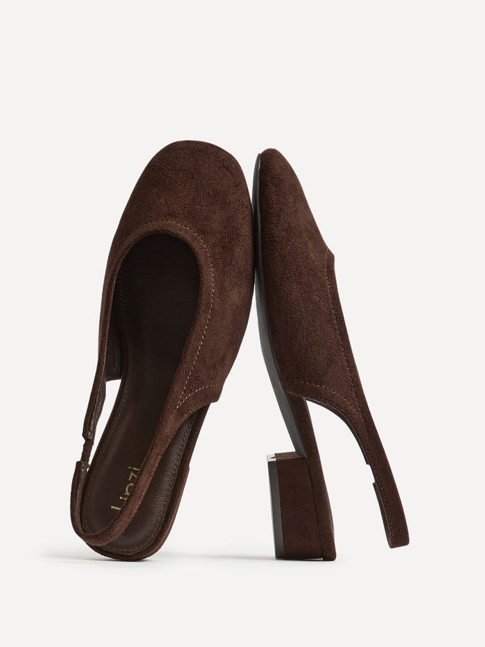 Glide Brown Faux Suede Mary Jane Heels