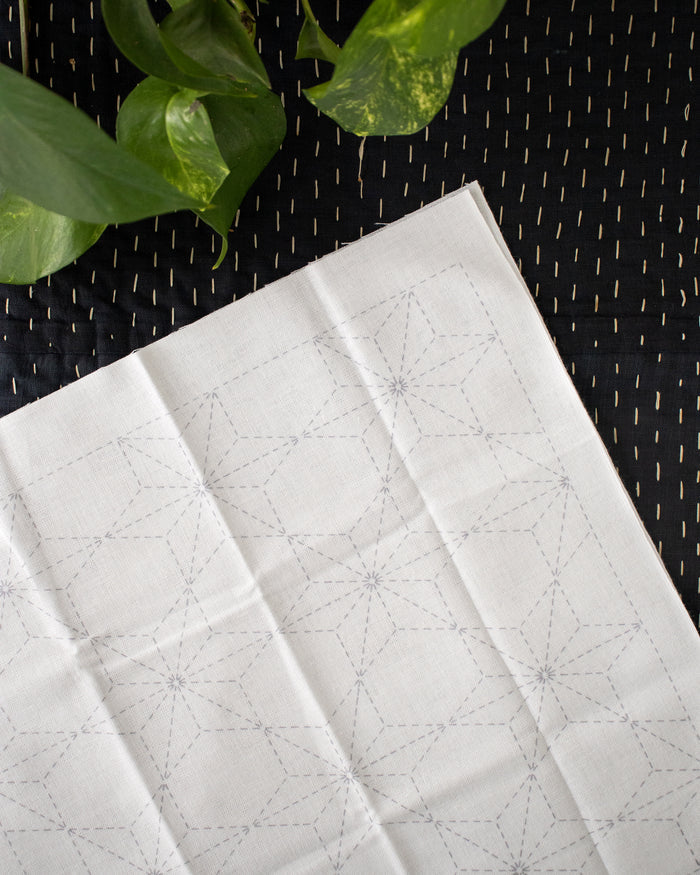 Hana-Fukin Sashiko Sampler, Tobi Asanoha, White