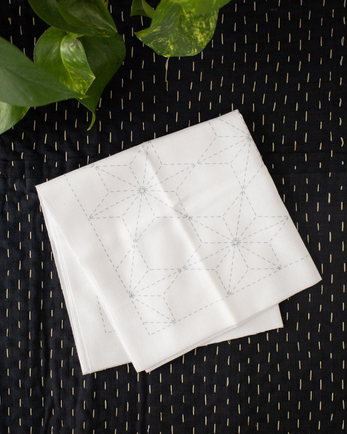 Hana-Fukin Sashiko Sampler, Tobi Asanoha, White