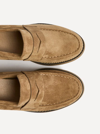 Hilton Beige Faux Suede Penny Loafer