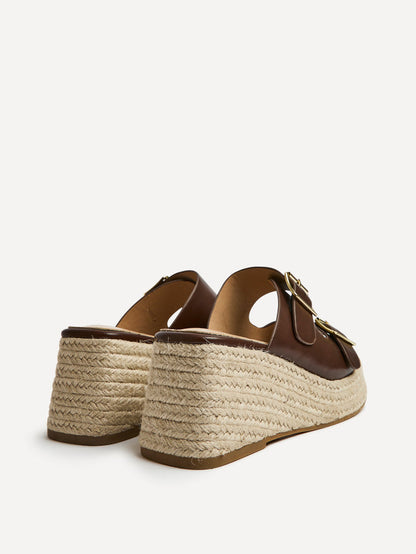 Impact Brown Espadrille Wedge Mules