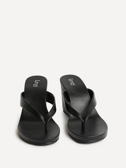 Joia Black Wedge Mules