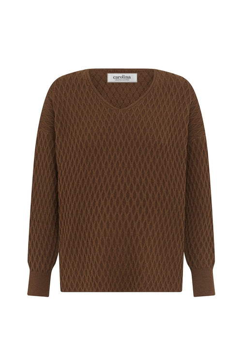 Kayla V-Neck Jumper Brown