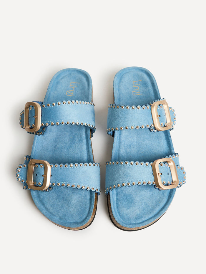 Kelsie Blue Double Buckle Sandals
