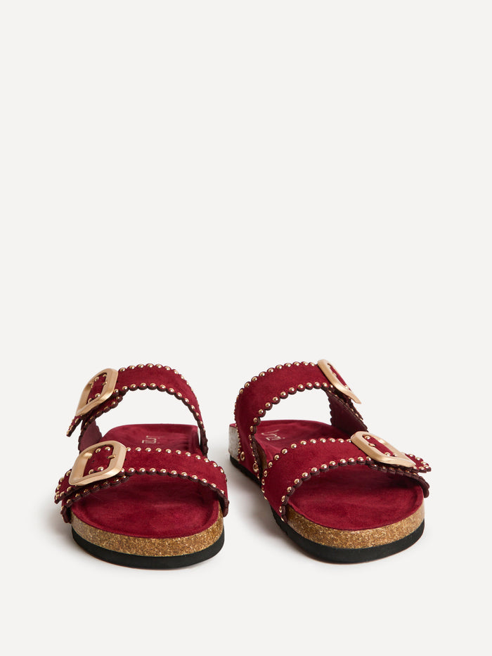 Kelsie Burgundy Double Buckle Sandals