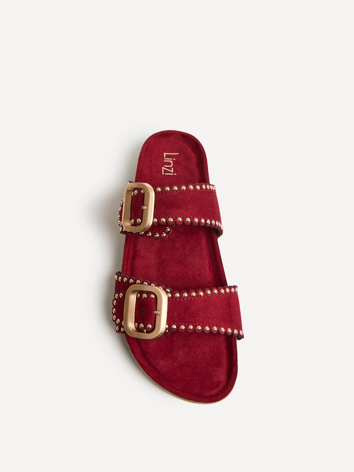 Kelsie Burgundy Double Buckle Sandals