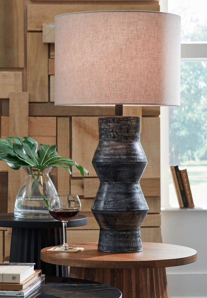 Kerbert - Terracotta Table Lamp - Distressed Black
