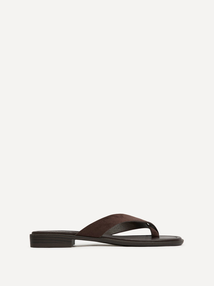 Kimmi Brown Faux Suede Flat Sandals