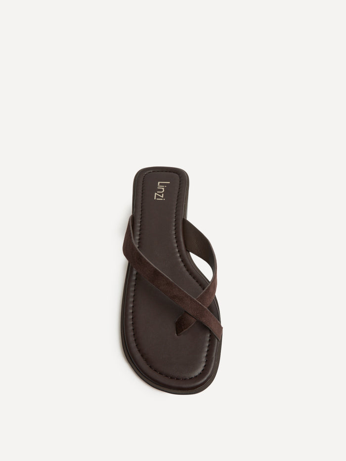 Kimmi Brown Faux Suede Flat Sandals