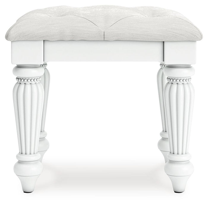 Kozlani - Vanity Upholstered Stool - White