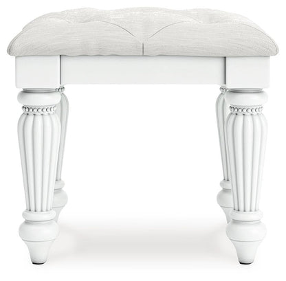 Kozlani - Vanity Upholstered Stool - White