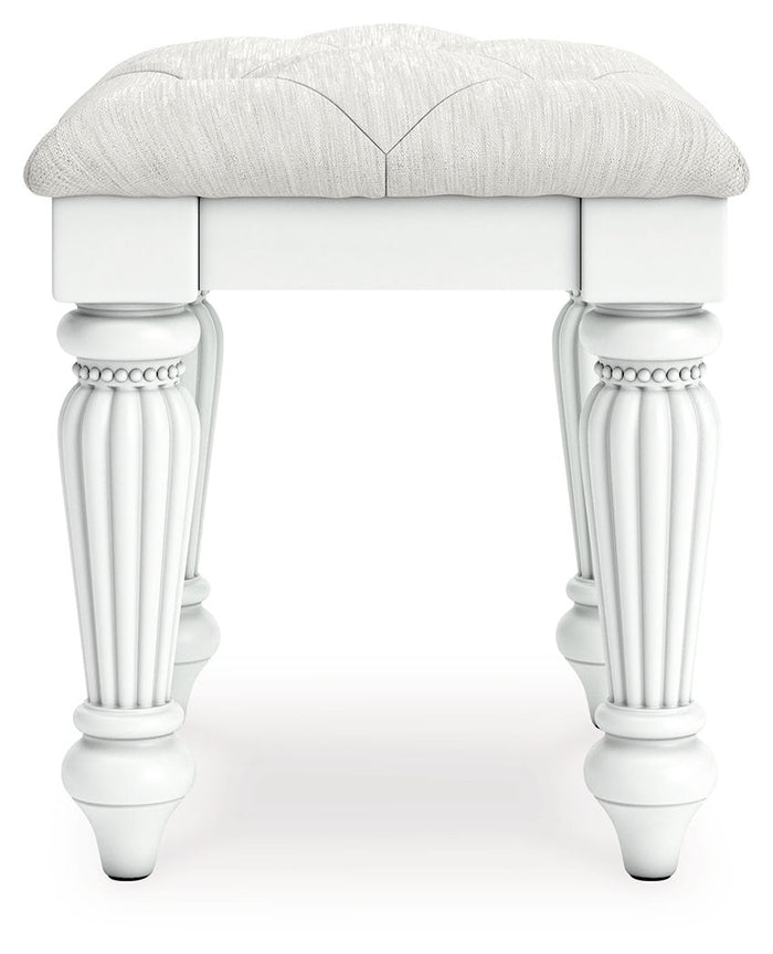 Kozlani - Vanity Upholstered Stool - White