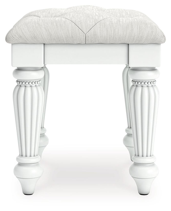 Kozlani - Vanity Upholstered Stool - White