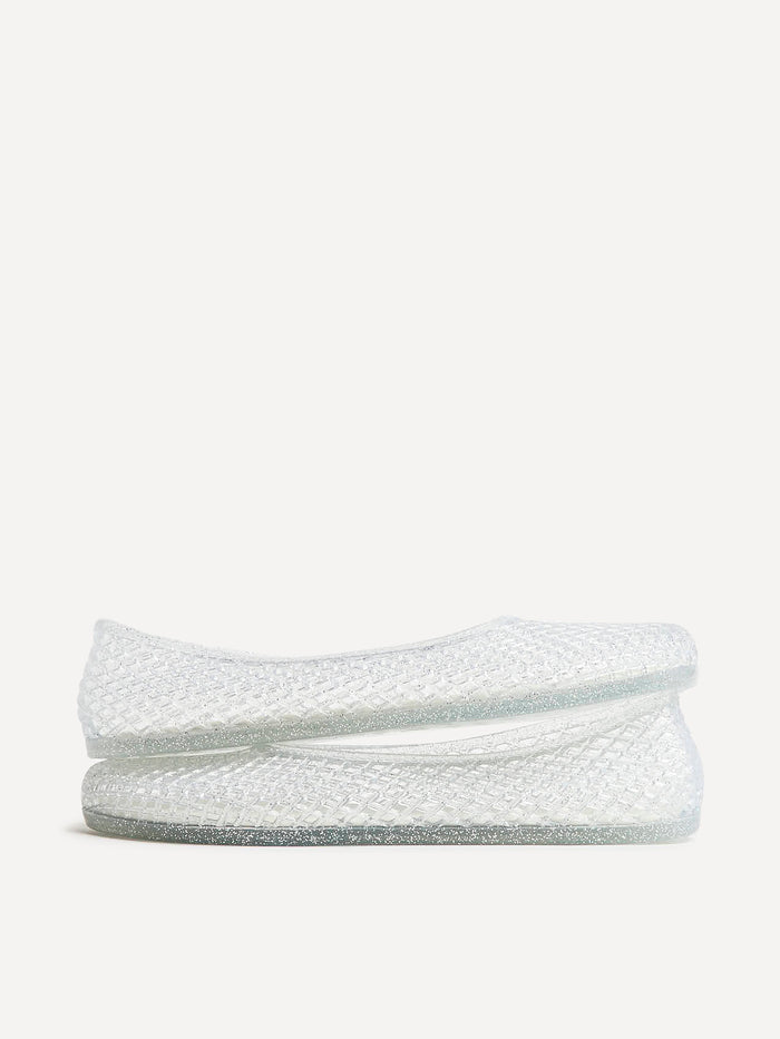 Lagoon Silver Glitter Jelly Caged Sandals