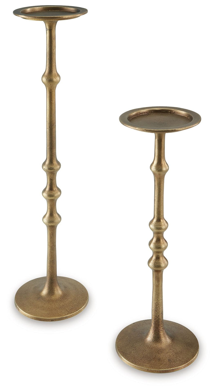 Larwick - Candle Holder Set (Set of 2) - Antique Brass Finish