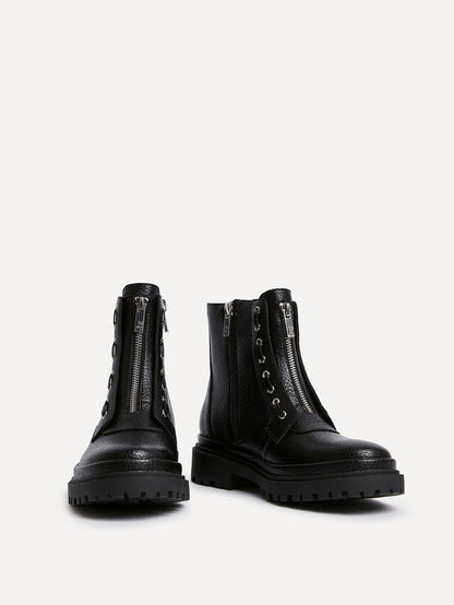 Launch Black Zip-Up Military Boots