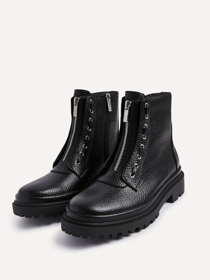 Launch Black Zip-Up Military Boots