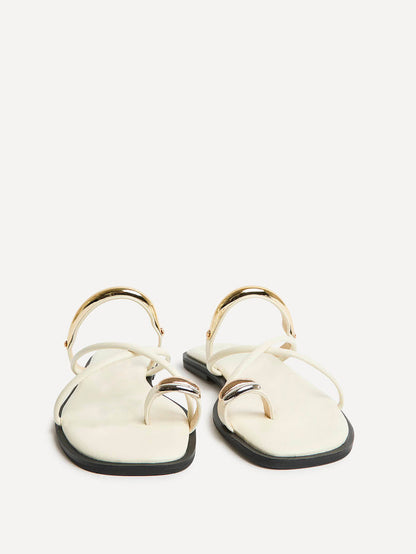 Lillie Ivory Toe Ring Flat Sandals