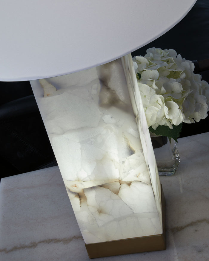 Linderfield - Alabaster Table Lamp - White / Gold Finish