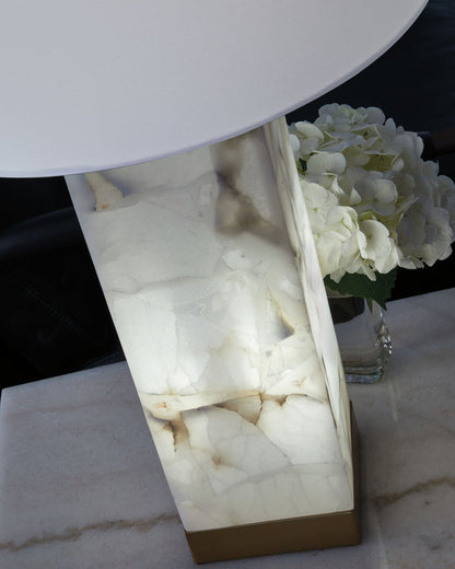 Linderfield - Alabaster Table Lamp - White / Gold Finish