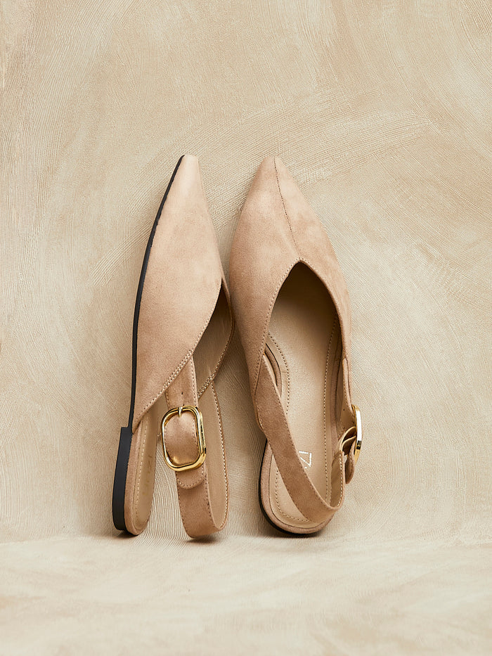 Lorna Beige Faux Suede Ballet Flats