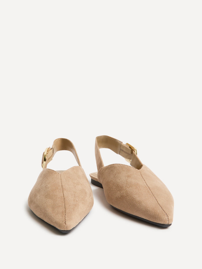Lorna Beige Faux Suede Ballet Flats