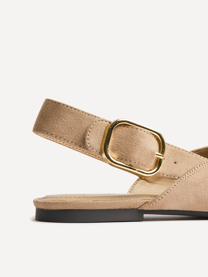 Lorna Beige Faux Suede Ballet Flats