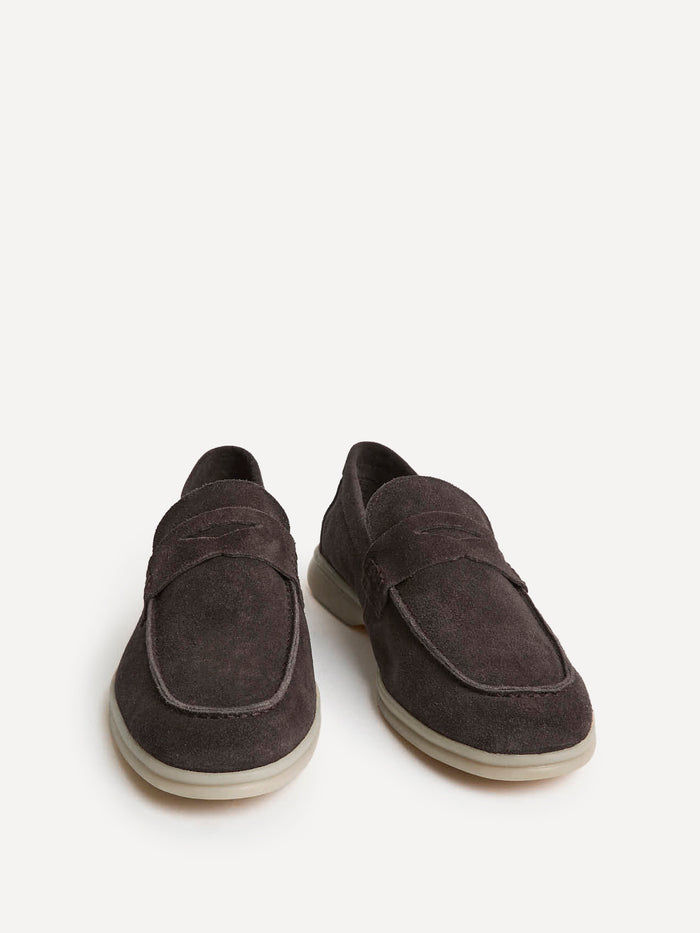 Luciano Mens Brown Suede Leather Penny Loafers