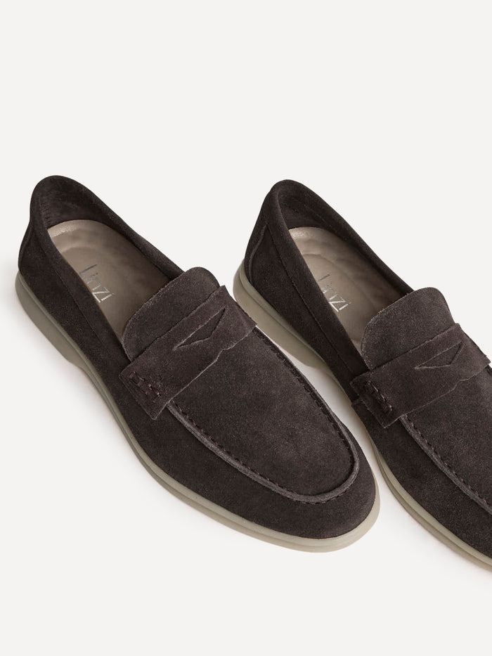 Luciano Mens Brown Suede Leather Penny Loafers