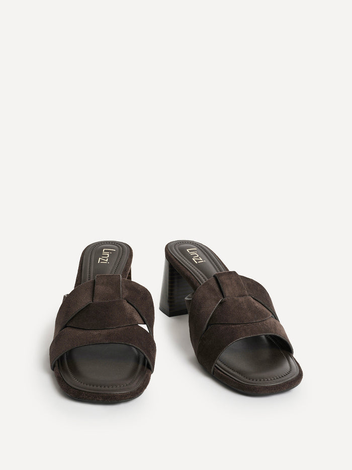 Madrid Brown Faux Suede Mule Heels