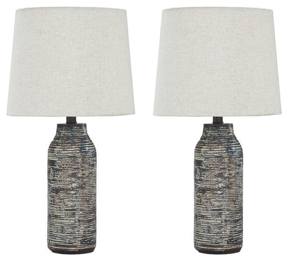 Mahima - Paper Table Lamp (Set of 2) - Black / White