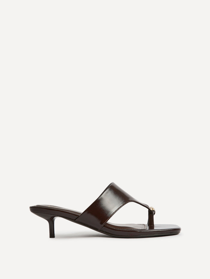 Manhattan Brown Faux Leather Mule Heels