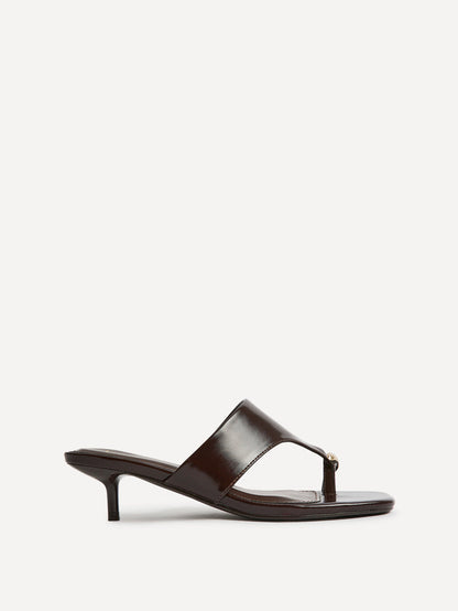 Manhattan Brown Faux Leather Mule Heels
