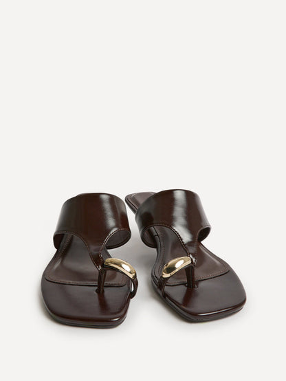 Manhattan Brown Faux Leather Mule Heels