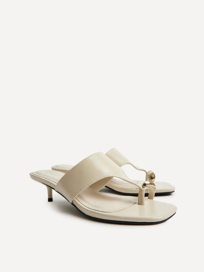 Manhattan Ivory Faux Leather Mule Heels