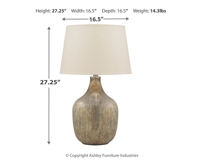 Mari - Glass Table Lamp  - Gray / Gold Finish